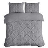 100% Cotton Pintuck Duvet Cover Set Salvador | Grey | King Long - 240cm (W) x 220cm (L) - The Bedding & Blankets Store