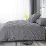 100% Cotton Pintuck Duvet Cover Set Salvador | Grey | King Long - 240cm (W) x 220cm (L) - The Bedding & Blankets Store