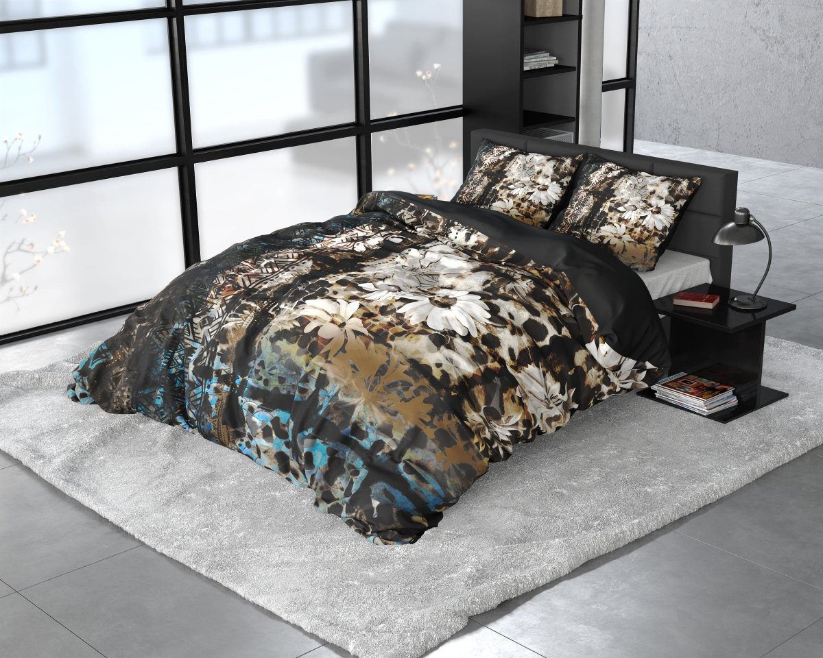 100% Cotton Sateen Duvet Cover Set Aluna | Multicolour | Double - 200cm (W) x 220cm (L) - The Bedding & Blankets Store