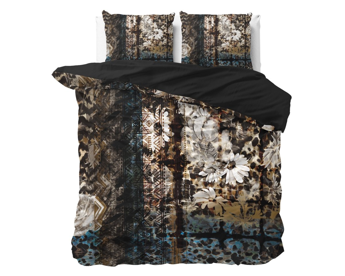 100% Cotton Sateen Duvet Cover Set Aluna | Multicolour | Double - 200cm (W) x 220cm (L) - The Bedding & Blankets Store