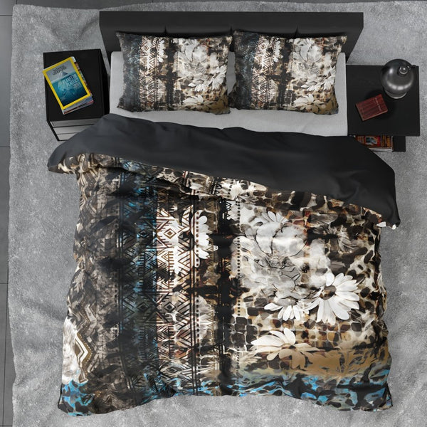 100% Cotton Sateen Duvet Cover Set Aluna | Multicolour | Double - 200cm (W) x 220cm (L) - The Bedding & Blankets Store