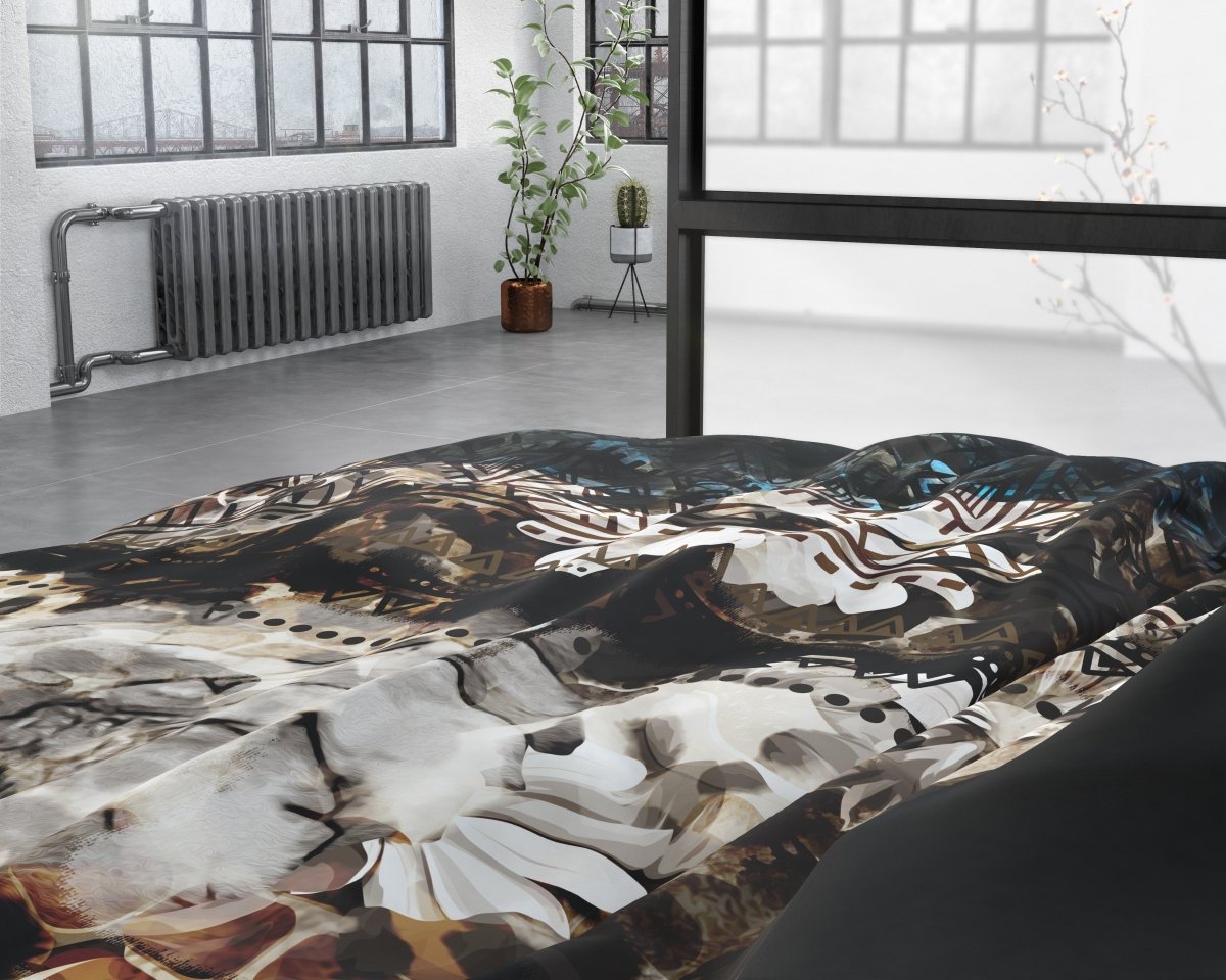 100% Cotton Sateen Duvet Cover Set Aluna | Multicolour | Double - 200cm (W) x 220cm (L) - The Bedding & Blankets Store