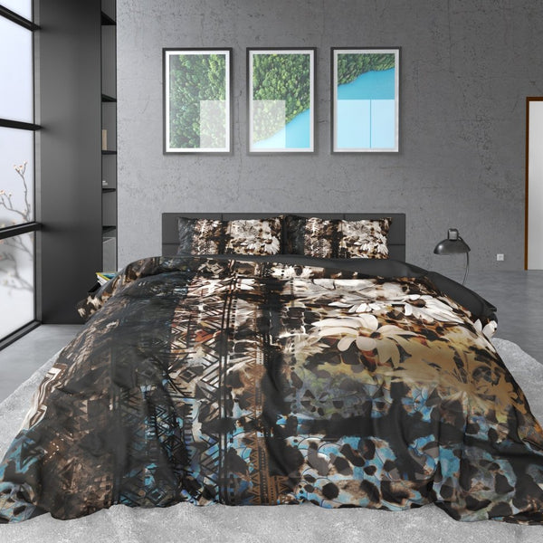 100% Cotton Sateen Duvet Cover Set Aluna | Multicolour | Double - 200cm (W) x 220cm (L) - The Bedding & Blankets Store