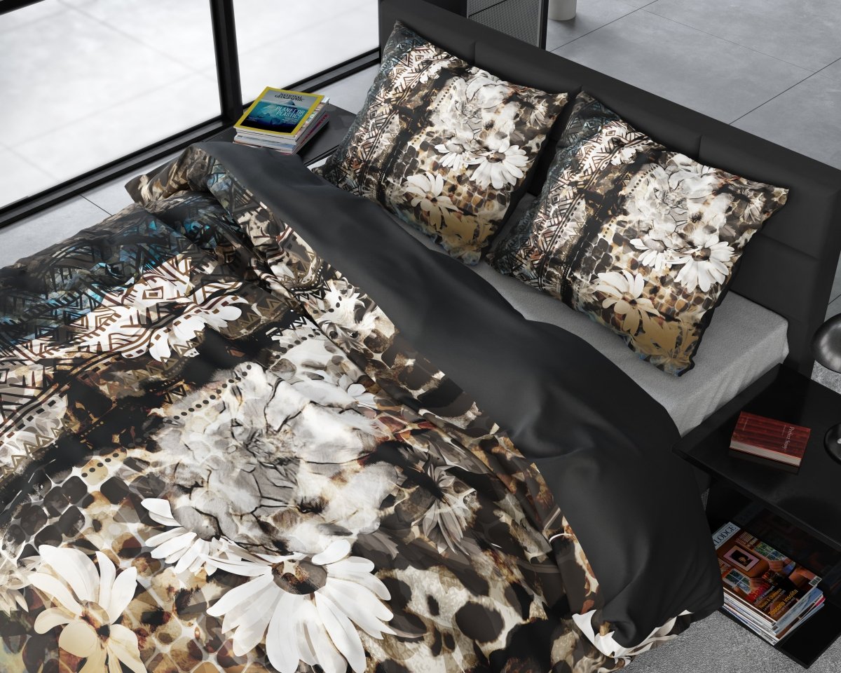 100% Cotton Sateen Duvet Cover Set Aluna | Multicolour | Double - 200cm (W) x 220cm (L) - The Bedding & Blankets Store