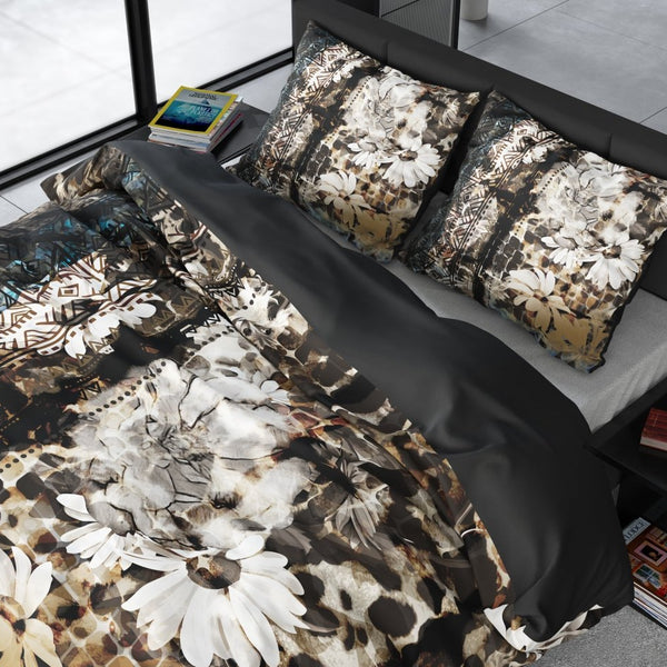 100% Cotton Sateen Duvet Cover Set Aluna | Multicolour | Double - 200cm (W) x 220cm (L) - The Bedding & Blankets Store