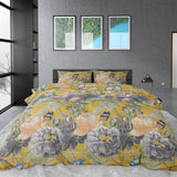 100% Cotton Sateen Duvet Cover Set Andolf | Yellow | Double - 200cm (W) x 220cm (L) - The Bedding & Blankets Store