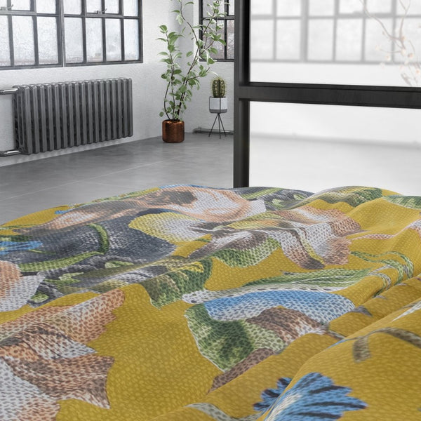 100% Cotton Sateen Duvet Cover Set Andolf | Yellow | Double - 200cm (W) x 220cm (L) - The Bedding & Blankets Store