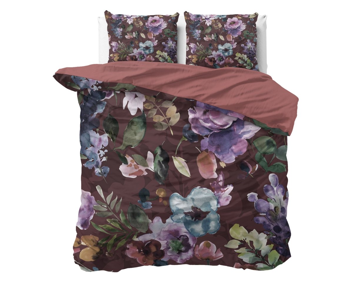 100% Cotton Sateen Duvet Cover Set Anne | Purple | Single - 140cm (W) x 220cm (L) - The Bedding & Blankets Store