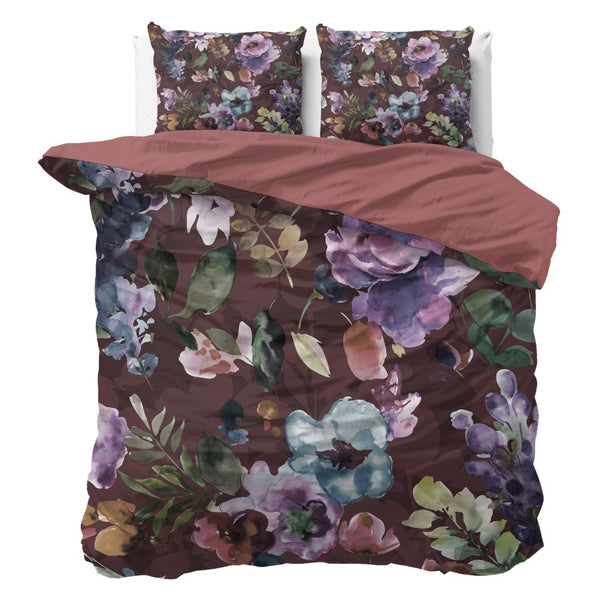 100% Cotton Sateen Duvet Cover Set Anne | Purple | Single - 140cm (W) x 220cm (L) - The Bedding & Blankets Store