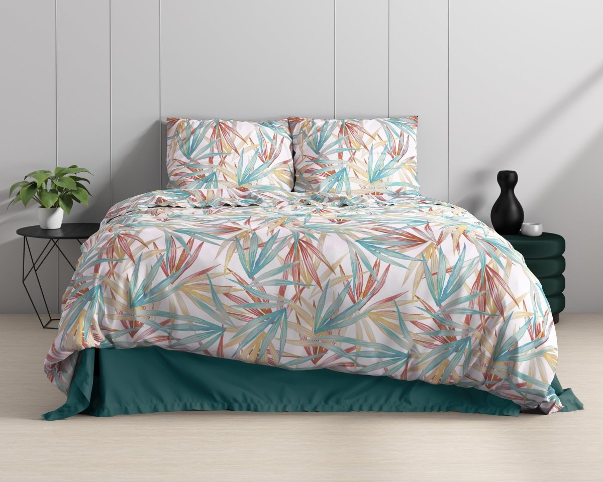 100% Cotton Sateen Duvet Cover Set Aster | Multicolour | Single - 140cm (W) x 220cm (L) - The Bedding & Blankets Store