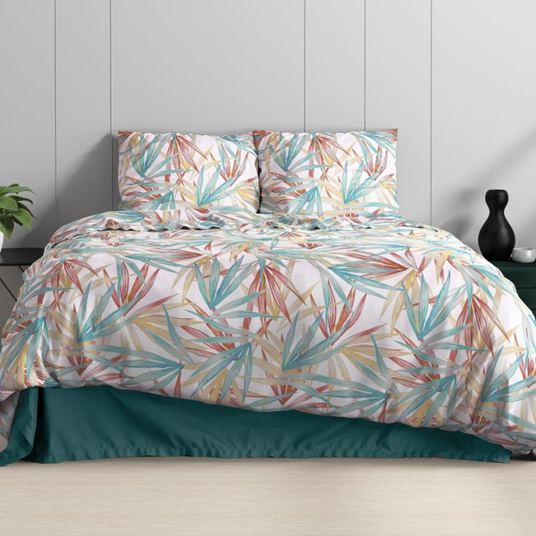 100% Cotton Sateen Duvet Cover Set Aster | Multicolour | Single - 140cm (W) x 220cm (L) - The Bedding & Blankets Store