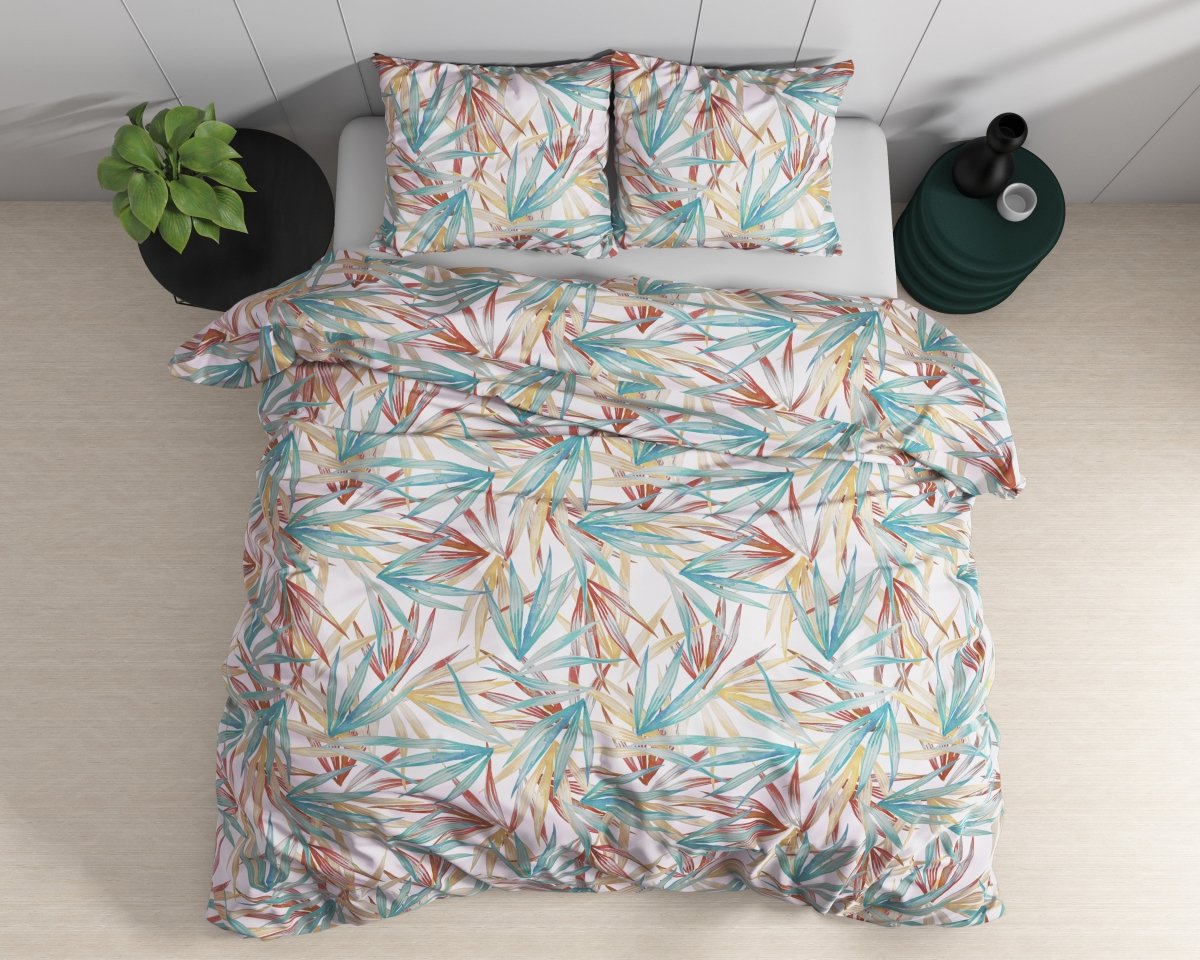 100% Cotton Sateen Duvet Cover Set Aster | Multicolour | Single - 140cm (W) x 220cm (L) - The Bedding & Blankets Store