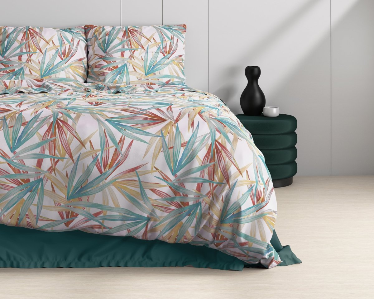 100% Cotton Sateen Duvet Cover Set Aster | Multicolour | Single - 140cm (W) x 220cm (L) - The Bedding & Blankets Store