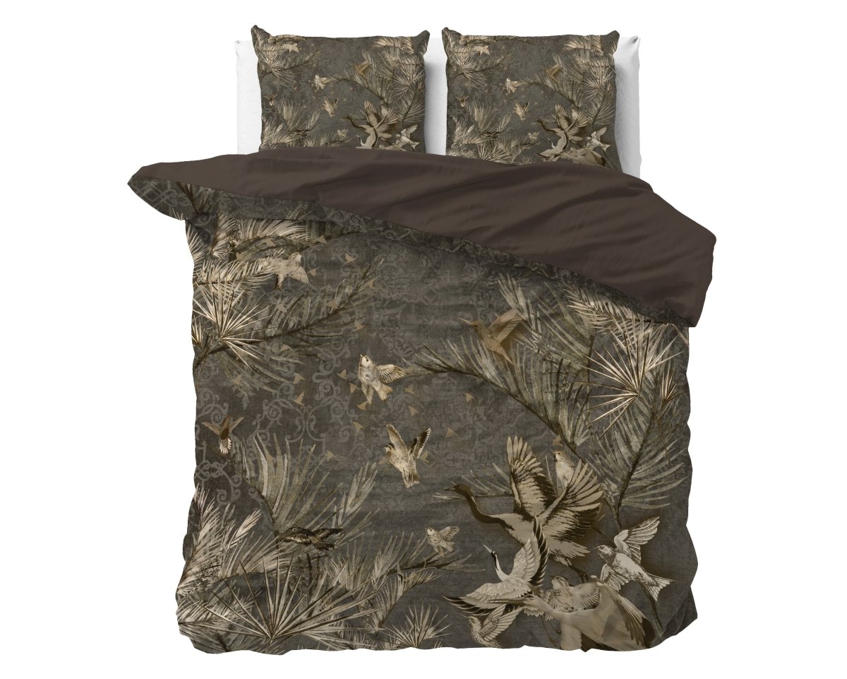 100% Cotton Sateen Duvet Cover Set Aurelien | Taupe | Single - 140cm (W) x 220cm (L) - The Bedding & Blankets Store