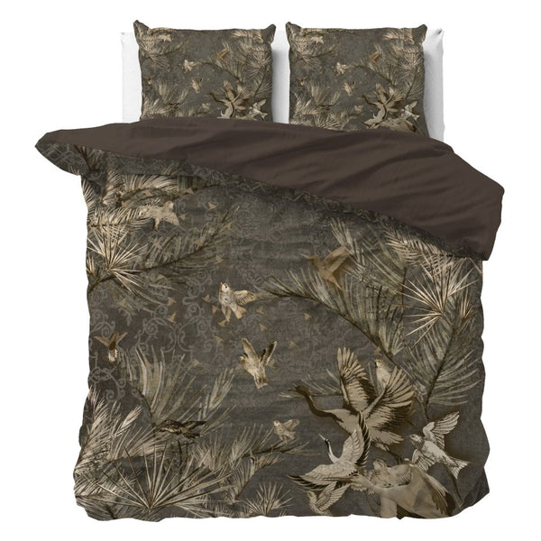 100% Cotton Sateen Duvet Cover Set Aurelien | Taupe | Single - 140cm (W) x 220cm (L) - The Bedding & Blankets Store