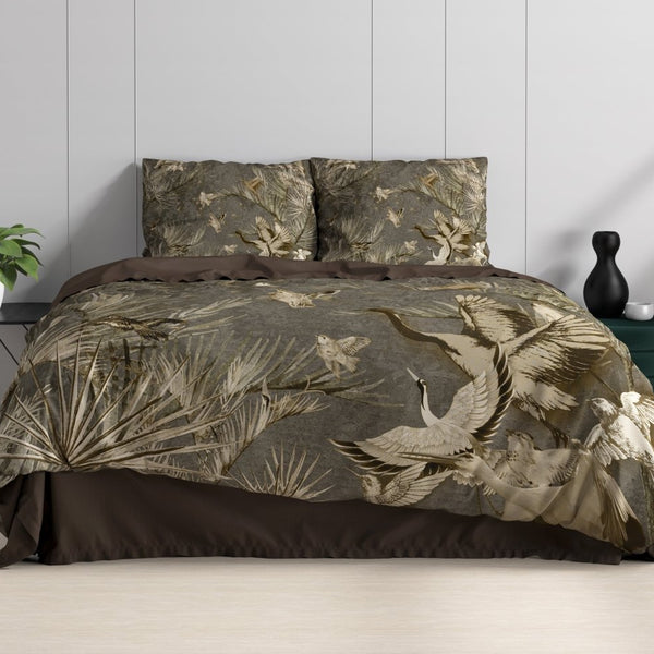 100% Cotton Sateen Duvet Cover Set Aurelien | Taupe | Single - 140cm (W) x 220cm (L) - The Bedding & Blankets Store