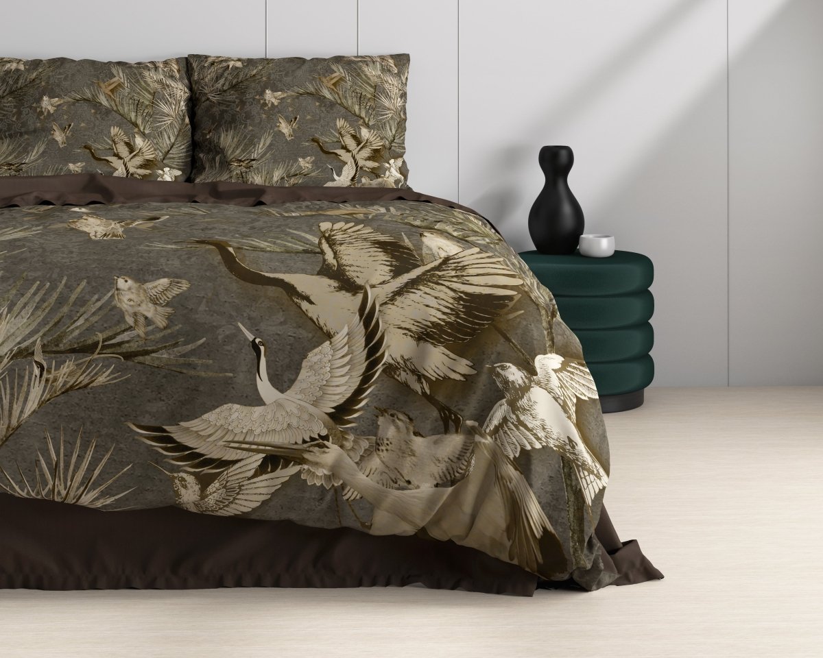 100% Cotton Sateen Duvet Cover Set Aurelien | Taupe | Single - 140cm (W) x 220cm (L) - The Bedding & Blankets Store