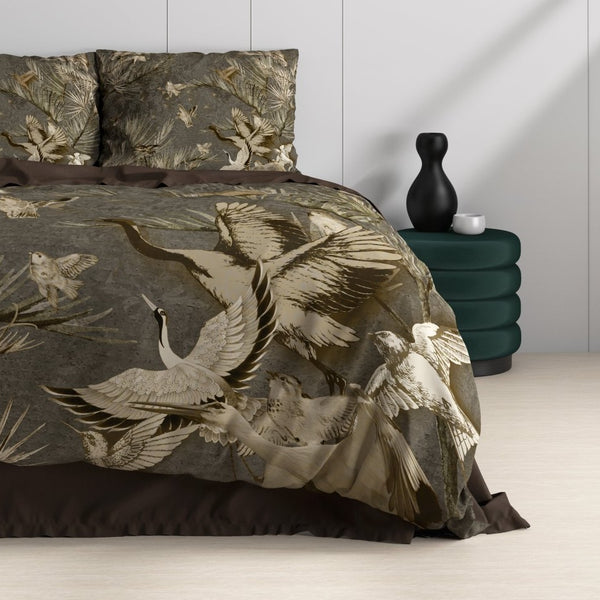100% Cotton Sateen Duvet Cover Set Aurelien | Taupe | Single - 140cm (W) x 220cm (L) - The Bedding & Blankets Store