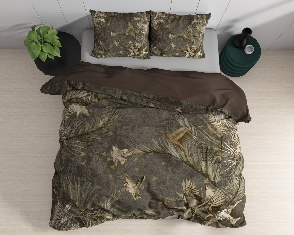 100% Cotton Sateen Duvet Cover Set Aurelien | Taupe | Single - 140cm (W) x 220cm (L) - The Bedding & Blankets Store