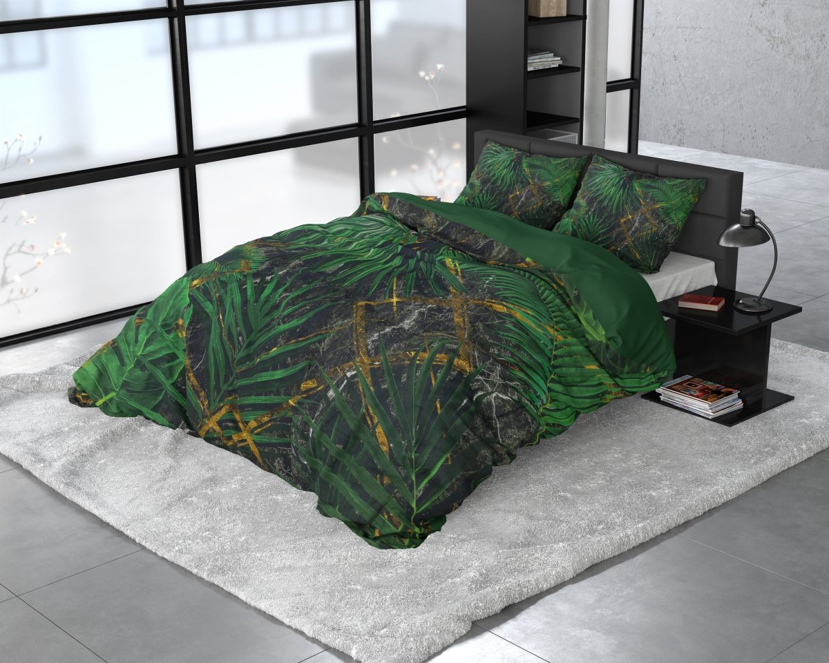 100% Cotton Sateen Duvet Cover Set Avena | Green | King - 240cm (W) x 220cm (L) - The Bedding & Blankets Store