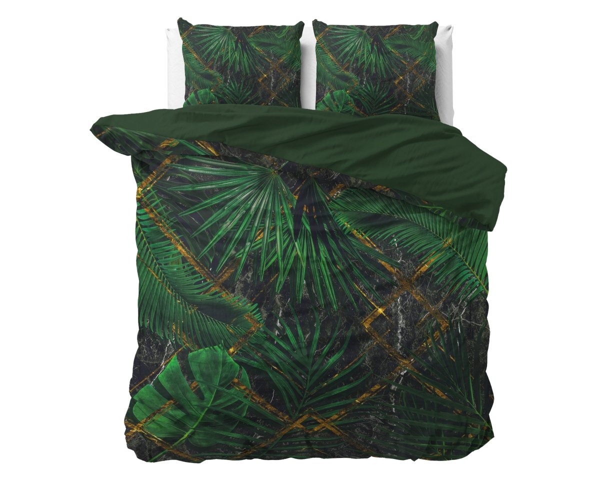 100% Cotton Sateen Duvet Cover Set Avena | Green | King - 240cm (W) x 220cm (L) - The Bedding & Blankets Store