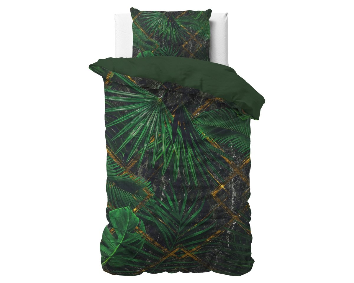 100% Cotton Sateen Duvet Cover Set Avena | Green | Single - 140cm (W) x 220cm (L) - The Bedding & Blankets Store