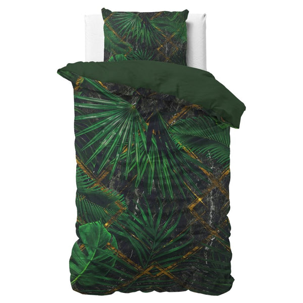 100% Cotton Sateen Duvet Cover Set Avena | Green | Single - 140cm (W) x 220cm (L) - The Bedding & Blankets Store
