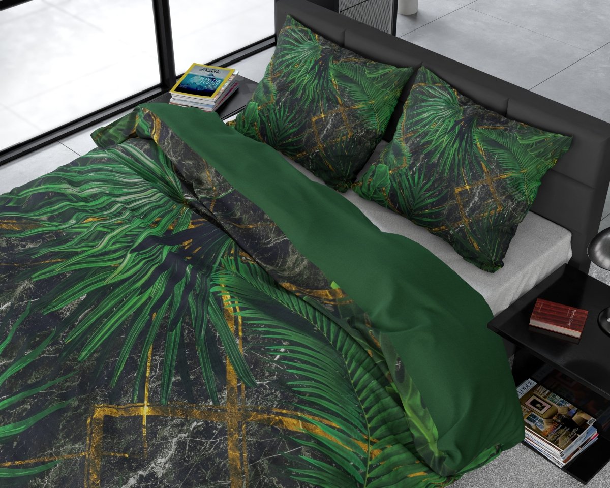100% Cotton Sateen Duvet Cover Set Avena | Green | Single - 140cm (W) x 220cm (L) - The Bedding & Blankets Store