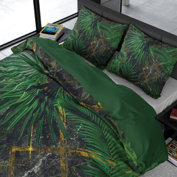 100% Cotton Sateen Duvet Cover Set Avena | Green | Single - 140cm (W) x 220cm (L) - The Bedding & Blankets Store