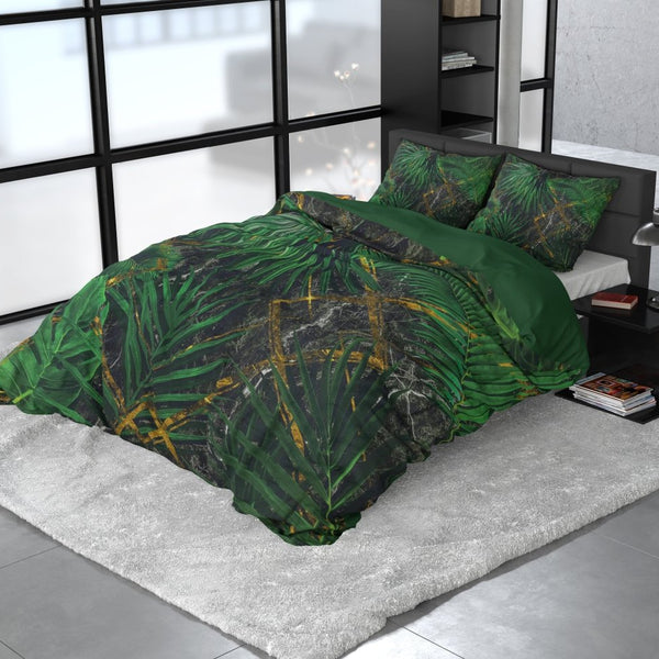 100% Cotton Sateen Duvet Cover Set Avena | Green | Single - 140cm (W) x 220cm (L) - The Bedding & Blankets Store
