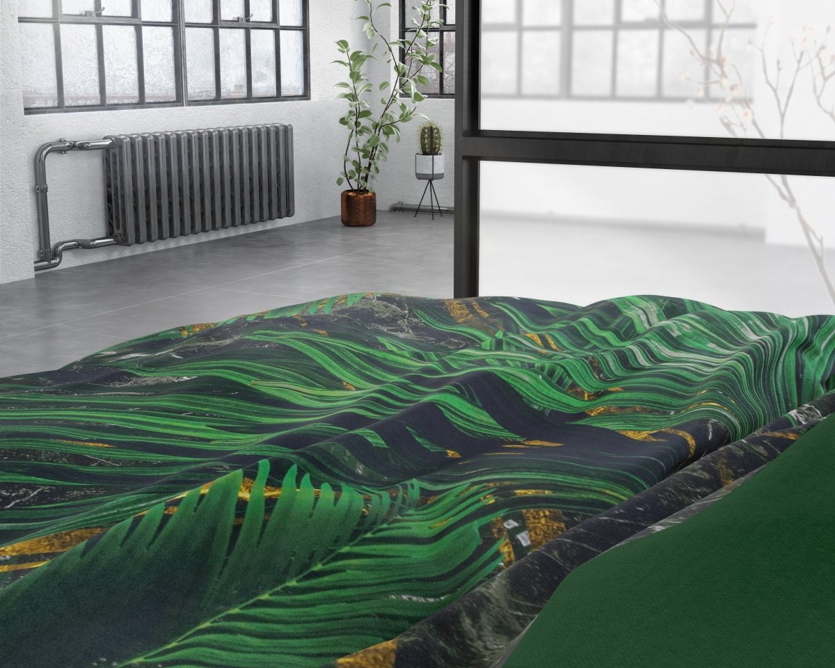 100% Cotton Sateen Duvet Cover Set Avena | Green | Single - 140cm (W) x 220cm (L) - The Bedding & Blankets Store