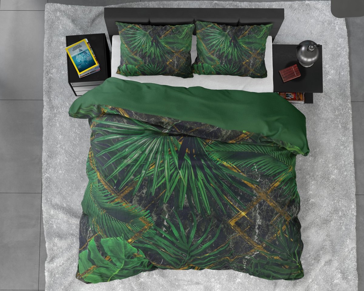 100% Cotton Sateen Duvet Cover Set Avena | Green | Single - 140cm (W) x 220cm (L) - The Bedding & Blankets Store