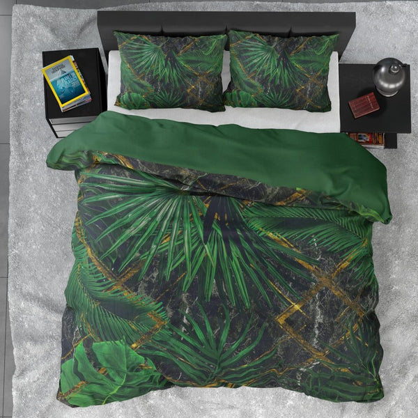 100% Cotton Sateen Duvet Cover Set Avena | Green | Single - 140cm (W) x 220cm (L) - The Bedding & Blankets Store