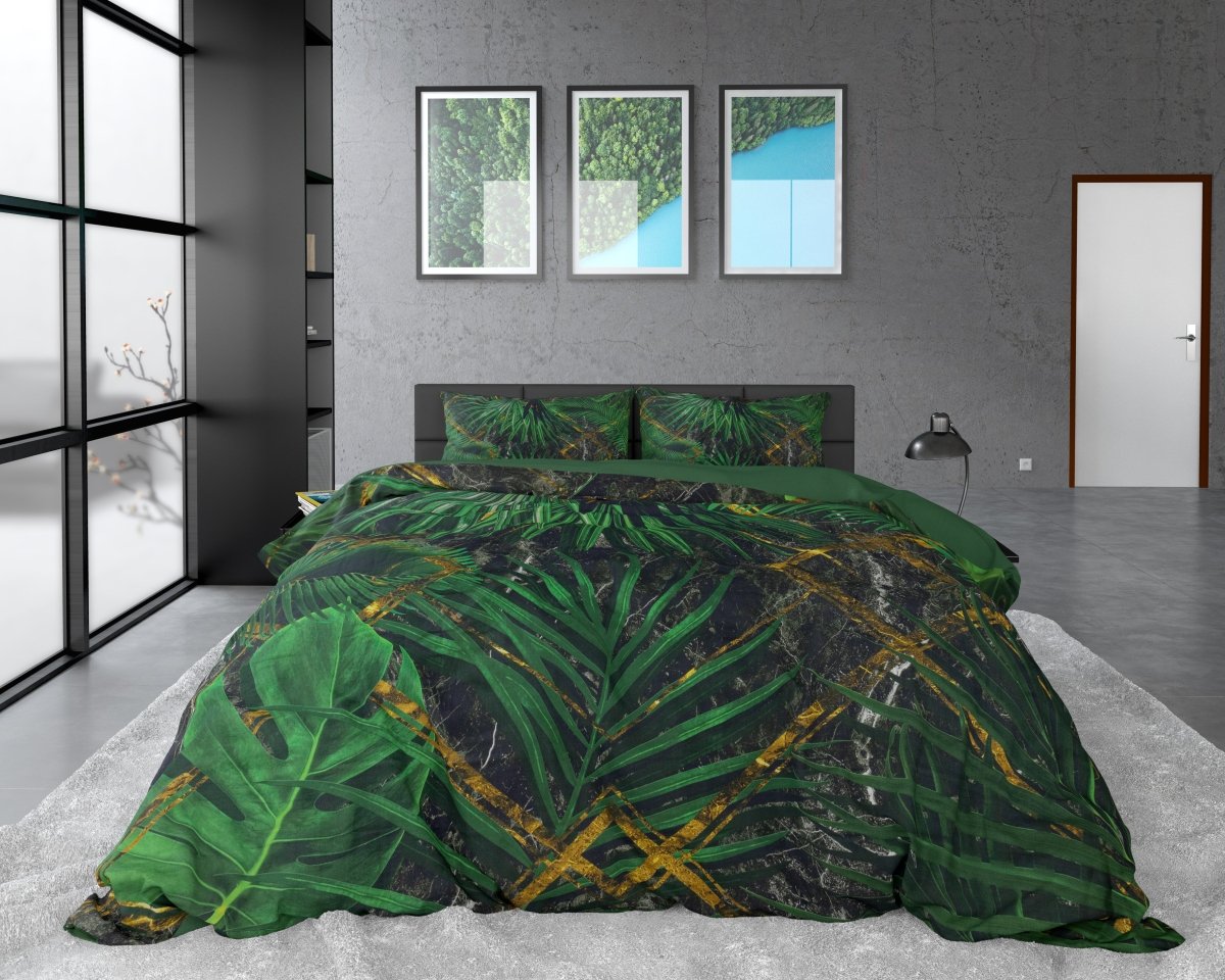 100% Cotton Sateen Duvet Cover Set Avena | Green | Single - 140cm (W) x 220cm (L) - The Bedding & Blankets Store