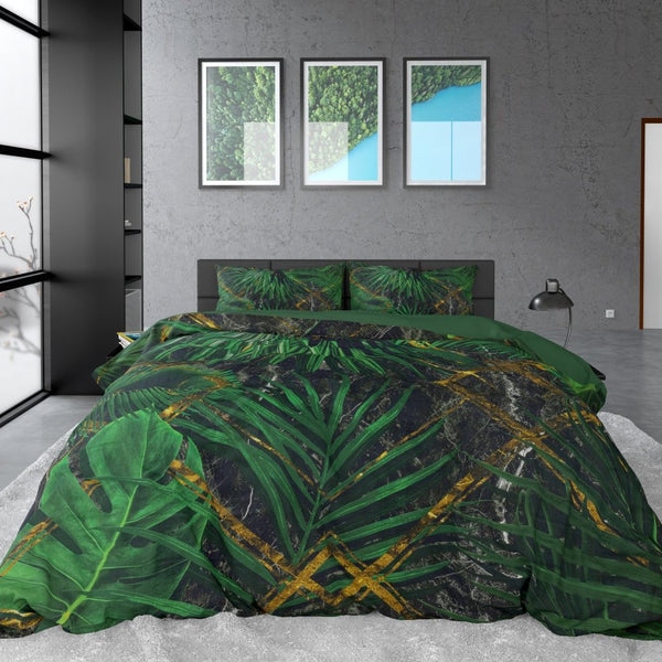 100% Cotton Sateen Duvet Cover Set Avena | Green | Single - 140cm (W) x 220cm (L) - The Bedding & Blankets Store