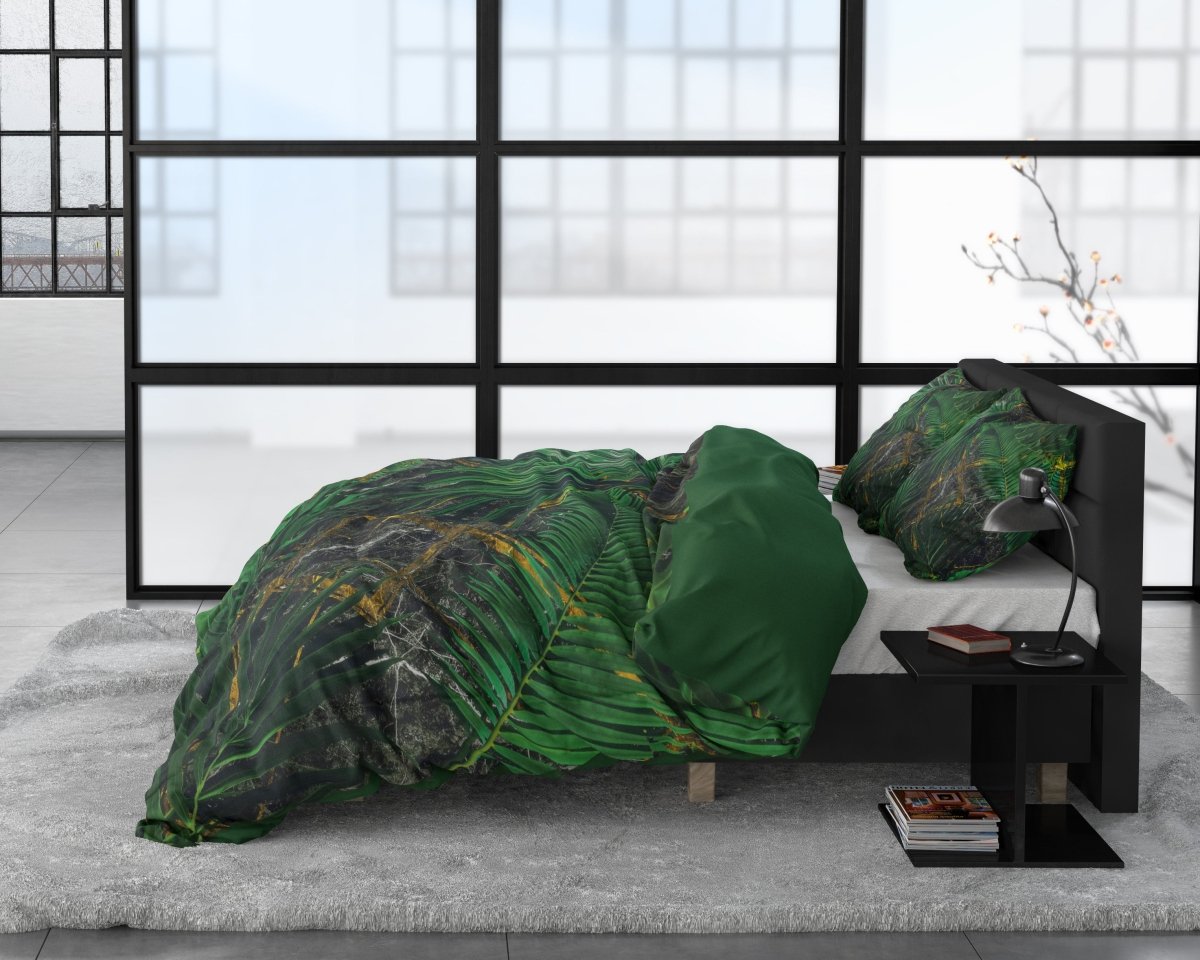 100% Cotton Sateen Duvet Cover Set Avena | Green | Single - 140cm (W) x 220cm (L) - The Bedding & Blankets Store