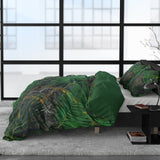 100% Cotton Sateen Duvet Cover Set Avena | Green | Single - 140cm (W) x 220cm (L) - The Bedding & Blankets Store