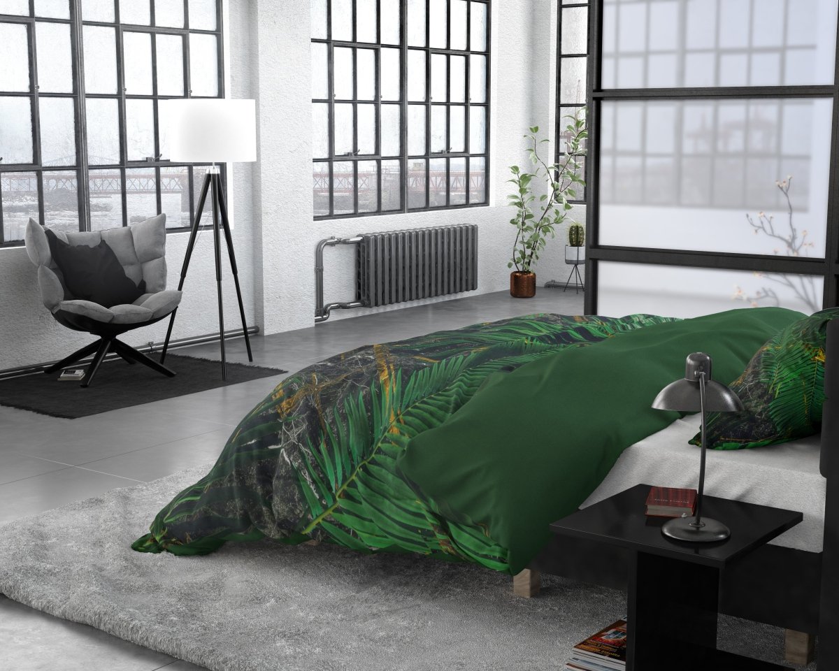 100% Cotton Sateen Duvet Cover Set Avena | Green | Single - 140cm (W) x 220cm (L) - The Bedding & Blankets Store