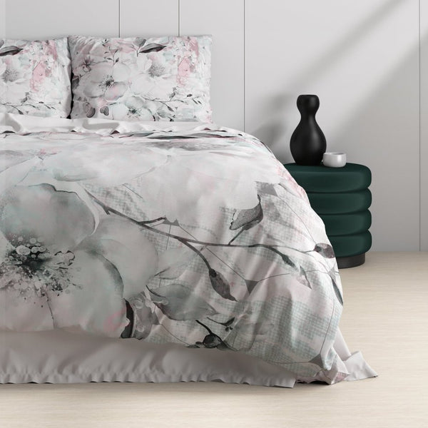 100% Cotton Sateen Duvet Cover Set Bill | White | Single - 140cm (W) x 220cm (L) - The Bedding & Blankets Store