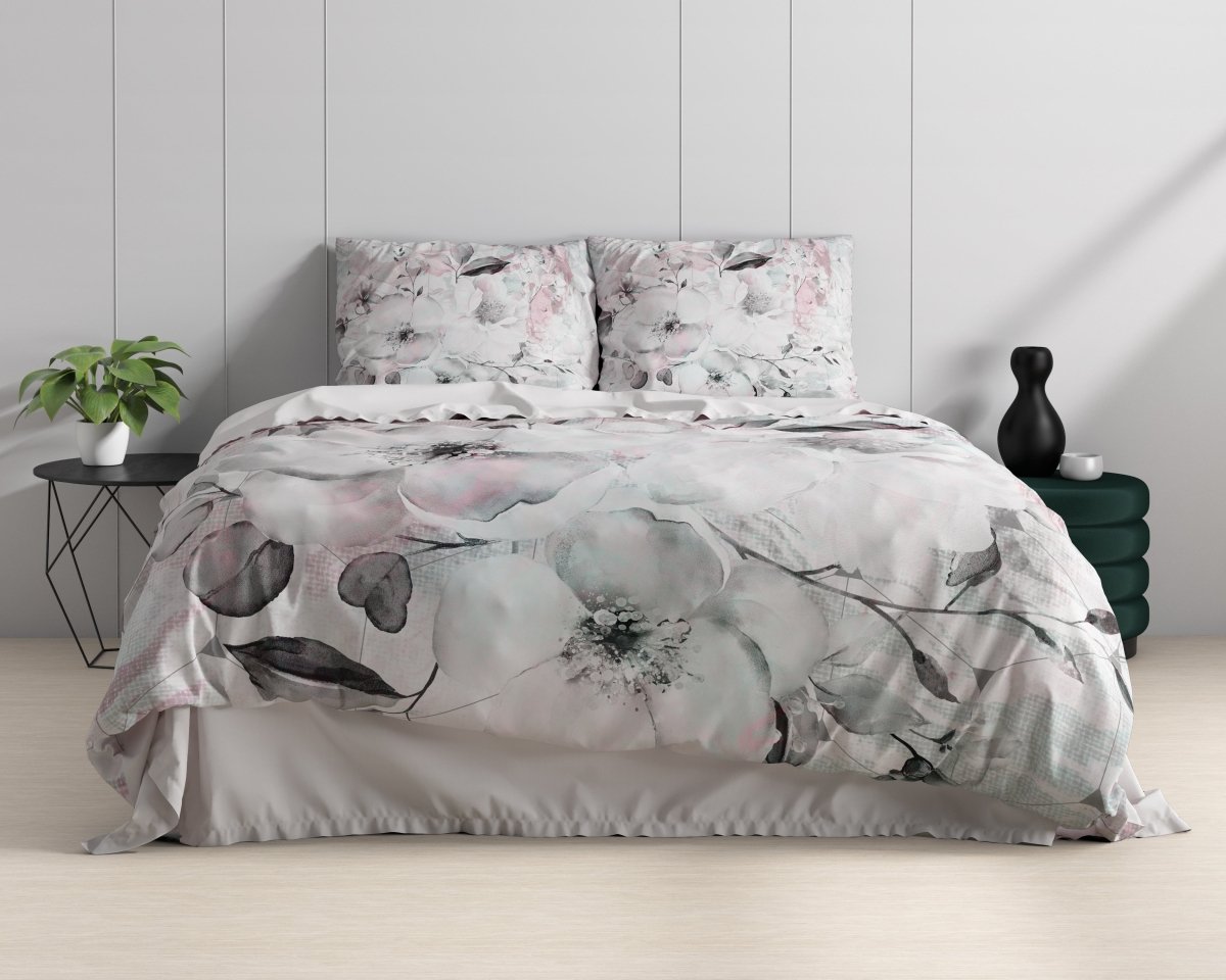100% Cotton Sateen Duvet Cover Set Bill | White | Single - 140cm (W) x 220cm (L) - The Bedding & Blankets Store