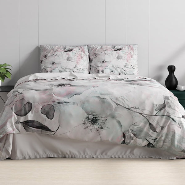 100% Cotton Sateen Duvet Cover Set Bill | White | Single - 140cm (W) x 220cm (L) - The Bedding & Blankets Store