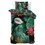100% Cotton Sateen Duvet Cover Set Cintia | Green | Single - 140cm (W) x 220cm (L) - The Bedding & Blankets Store