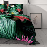 100% Cotton Sateen Duvet Cover Set Cintia | Green | Single - 140cm (W) x 220cm (L) - The Bedding & Blankets Store