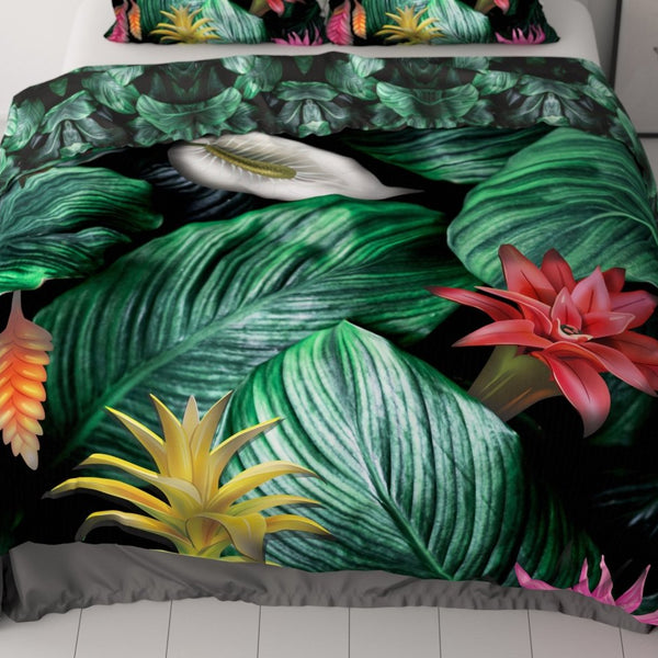 100% Cotton Sateen Duvet Cover Set Cintia | Green | Single - 140cm (W) x 220cm (L) - The Bedding & Blankets Store
