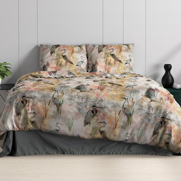 100% Cotton Sateen Duvet Cover Set Dahila | Multicolour | Single - 140cm (W) x 220cm (L) - The Bedding & Blankets Store