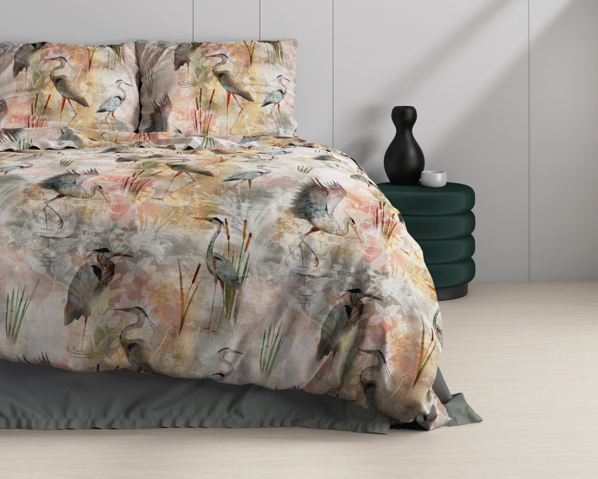 100% Cotton Sateen Duvet Cover Set Dahila | Multicolour | Single - 140cm (W) x 220cm (L) - The Bedding & Blankets Store