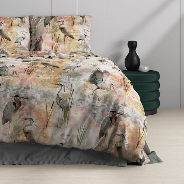100% Cotton Sateen Duvet Cover Set Dahila | Multicolour | Single - 140cm (W) x 220cm (L) - The Bedding & Blankets Store