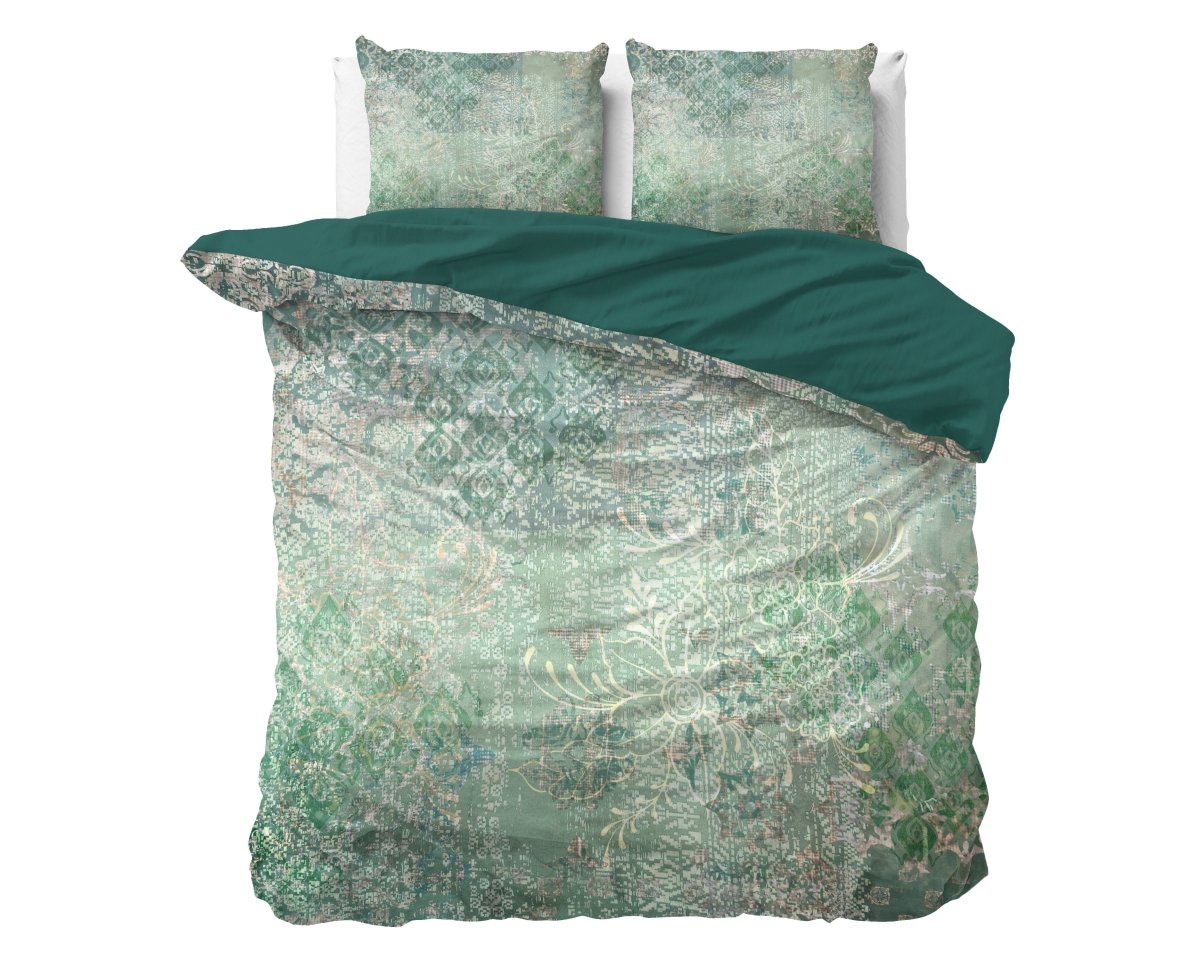 100% Cotton Sateen Duvet Cover Set Dakar | Green | Single - 140cm (W) x 220cm (L) - The Bedding & Blankets Store