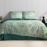 100% Cotton Sateen Duvet Cover Set Dakar | Green | Single - 140cm (W) x 220cm (L) - The Bedding & Blankets Store