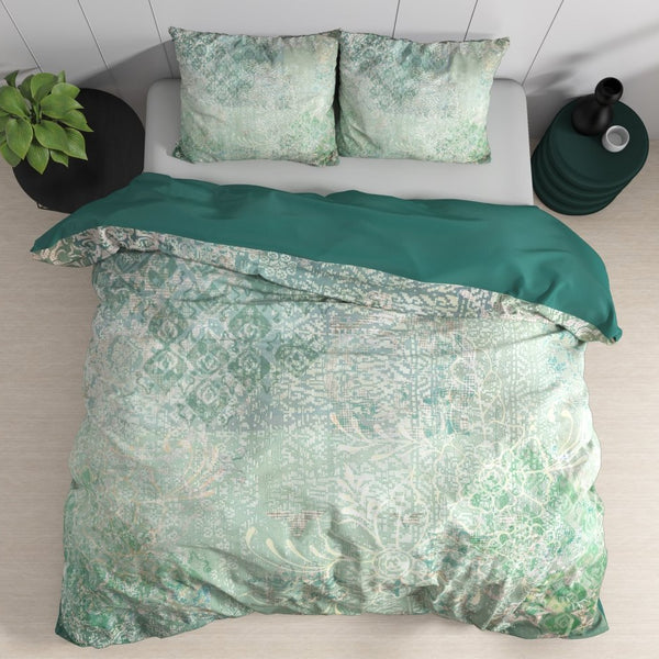 100% Cotton Sateen Duvet Cover Set Dakar | Green | Single - 140cm (W) x 220cm (L) - The Bedding & Blankets Store